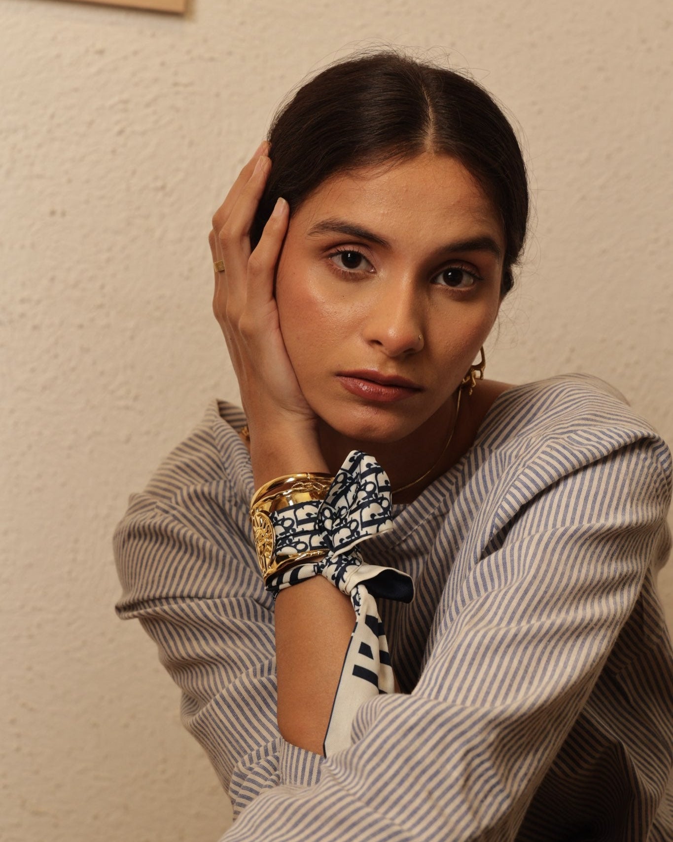 patterned bracelet with a ribbon