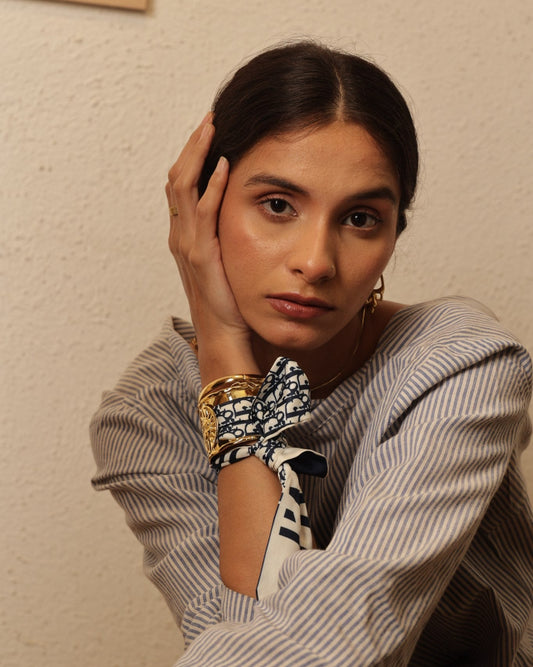 patterned bracelet with a ribbon